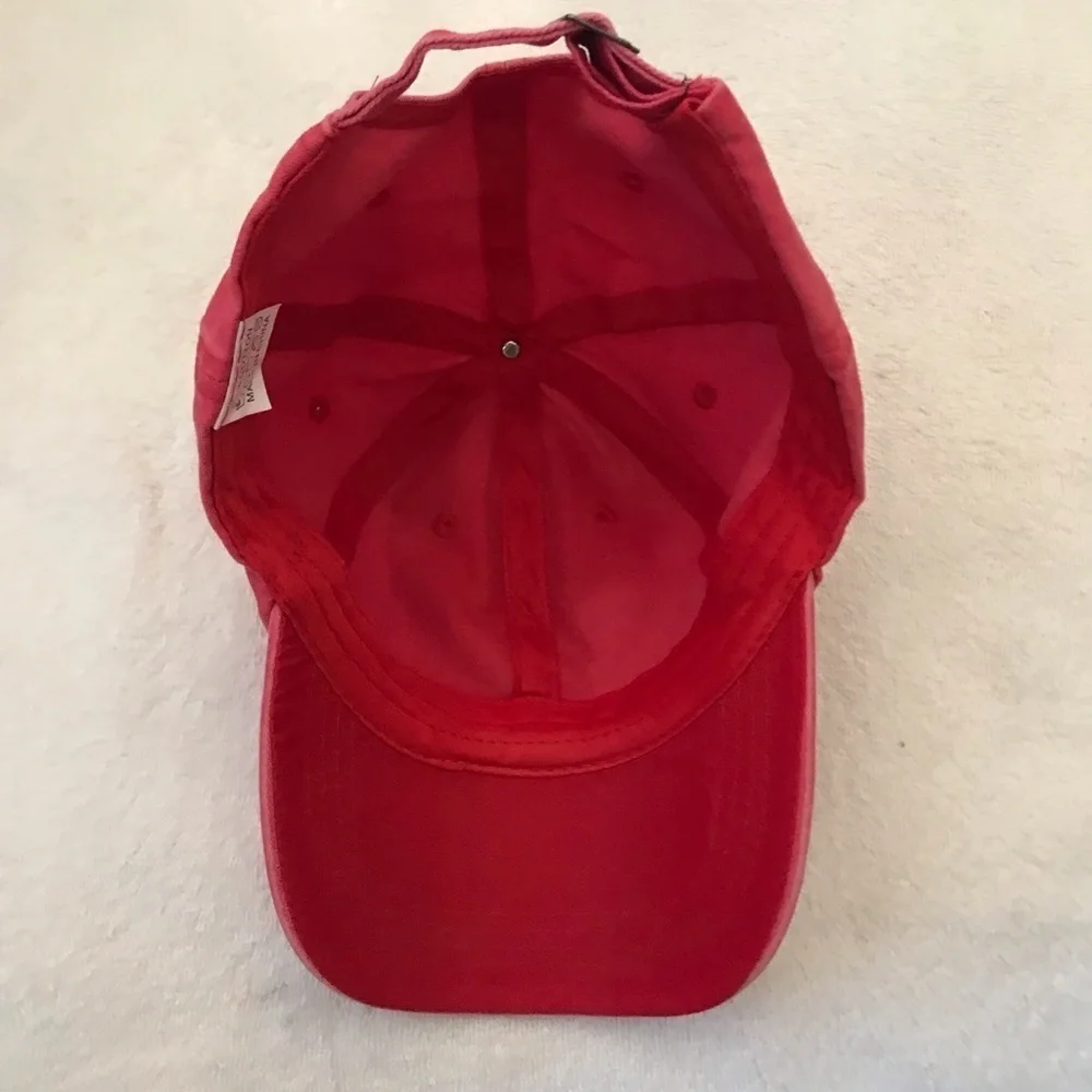 Adult Adjustable Red Cotton Ball Cap